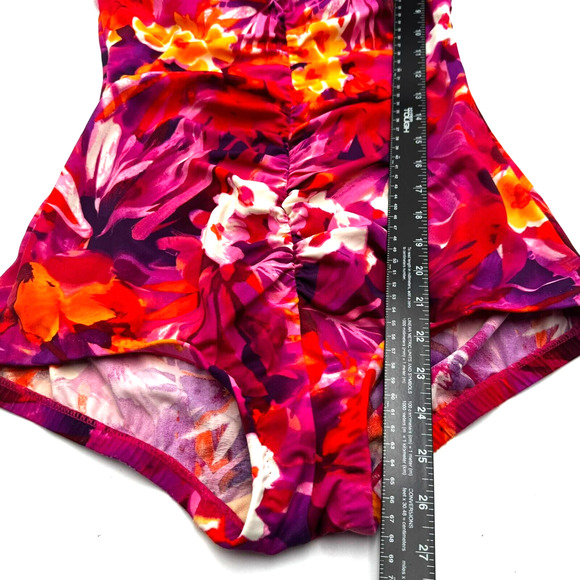 ROSE MARIE REID Womens Size 16 Pink Floral 1 Piece Swimsuit Ruched Tummy Control - Picture 6 of 8
